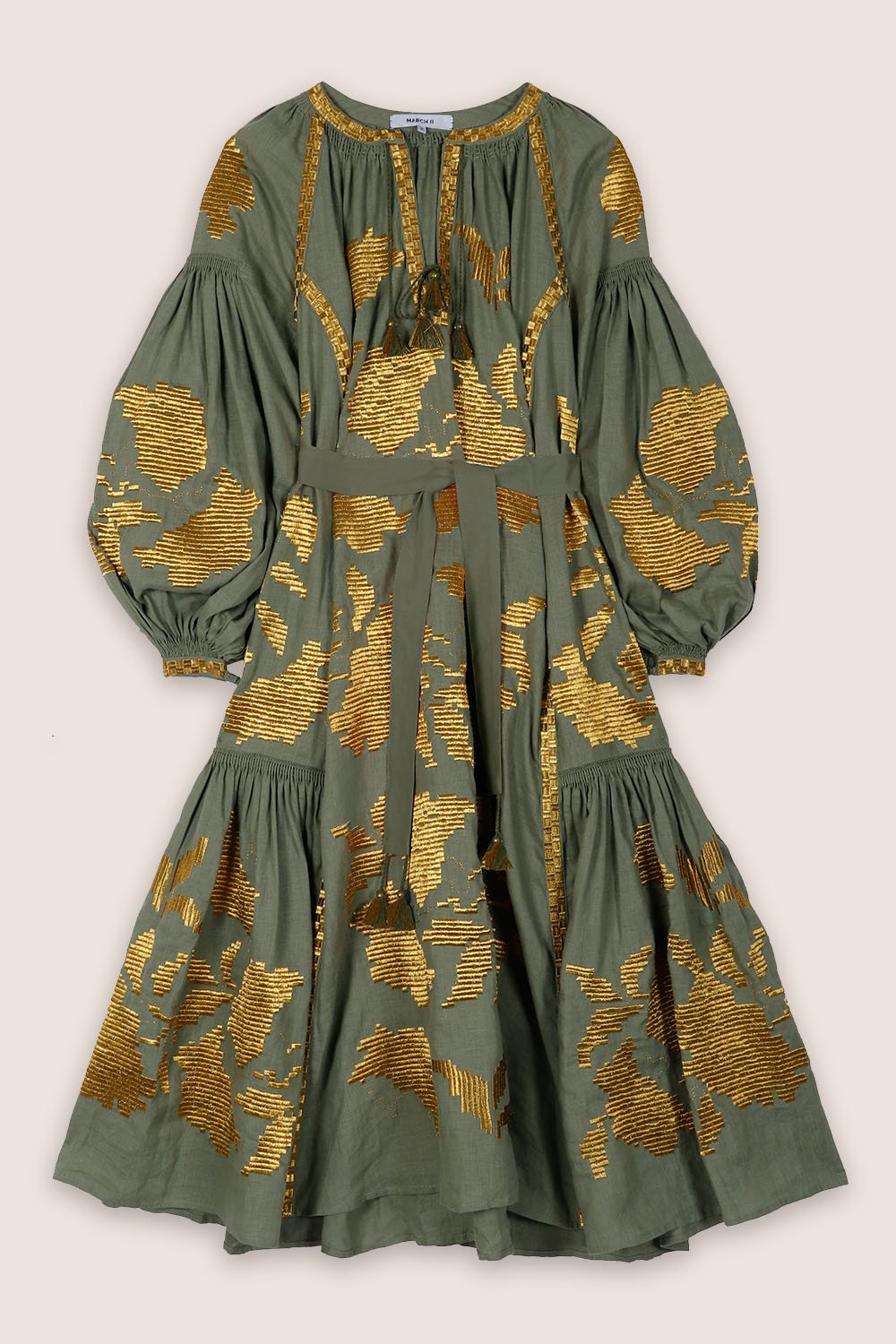 Rose Power Midi Dress in Green