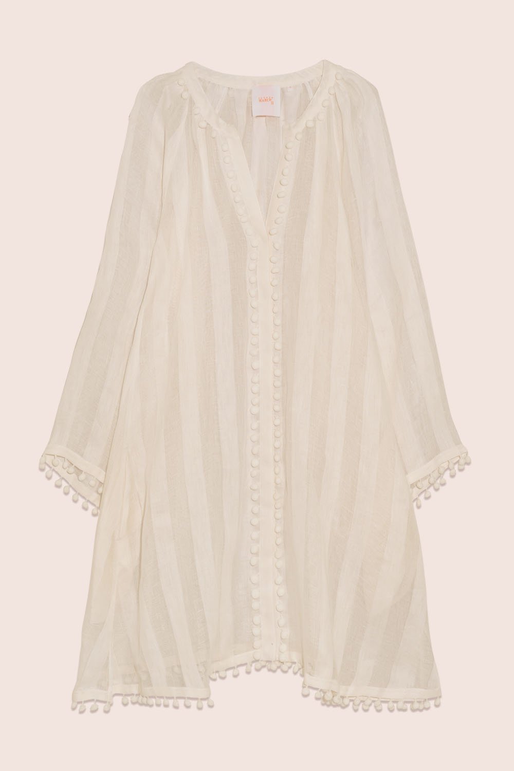 Sheer Stripe Mini Dress in White
