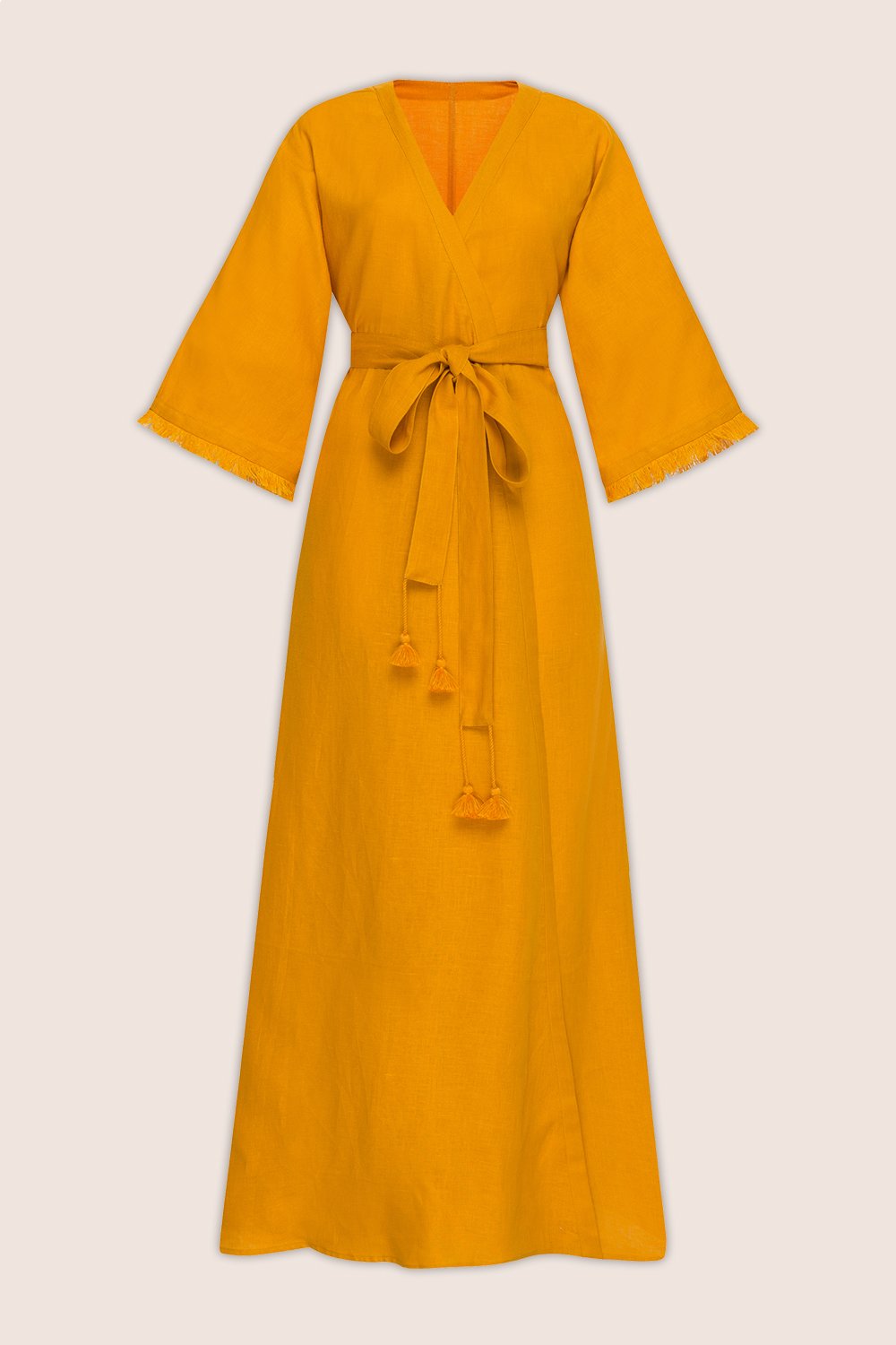 Solid Short Sleeve Maxi Dress in Yellow
