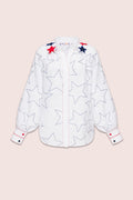 Stars And Stripes Blouse in White with Accented Collar