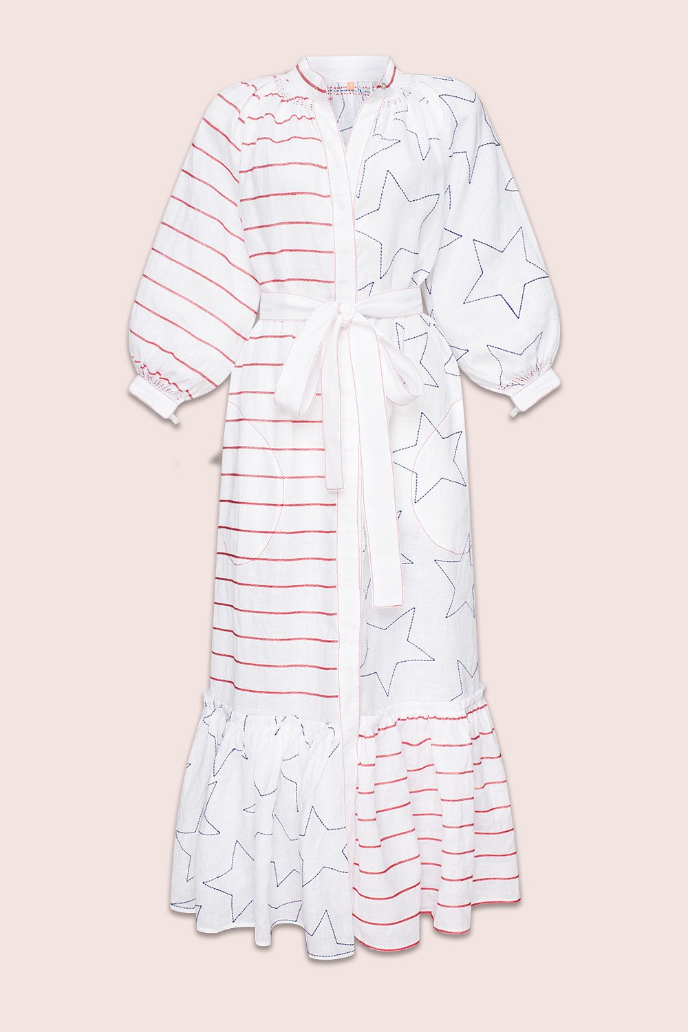 Stars And Stripes Flared Maxi Dress in White