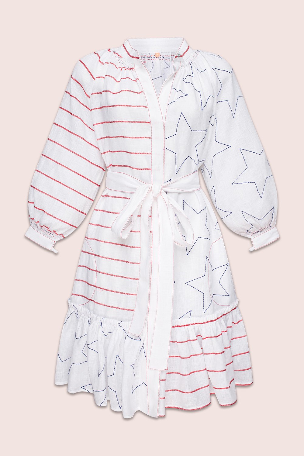 Stars And Stripes Flared Mini Dress in White