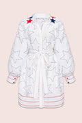 Stars And Stripes Mini Dress in White with Accented Collar