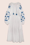 Arizona Elastic Waist Midi Dress in White