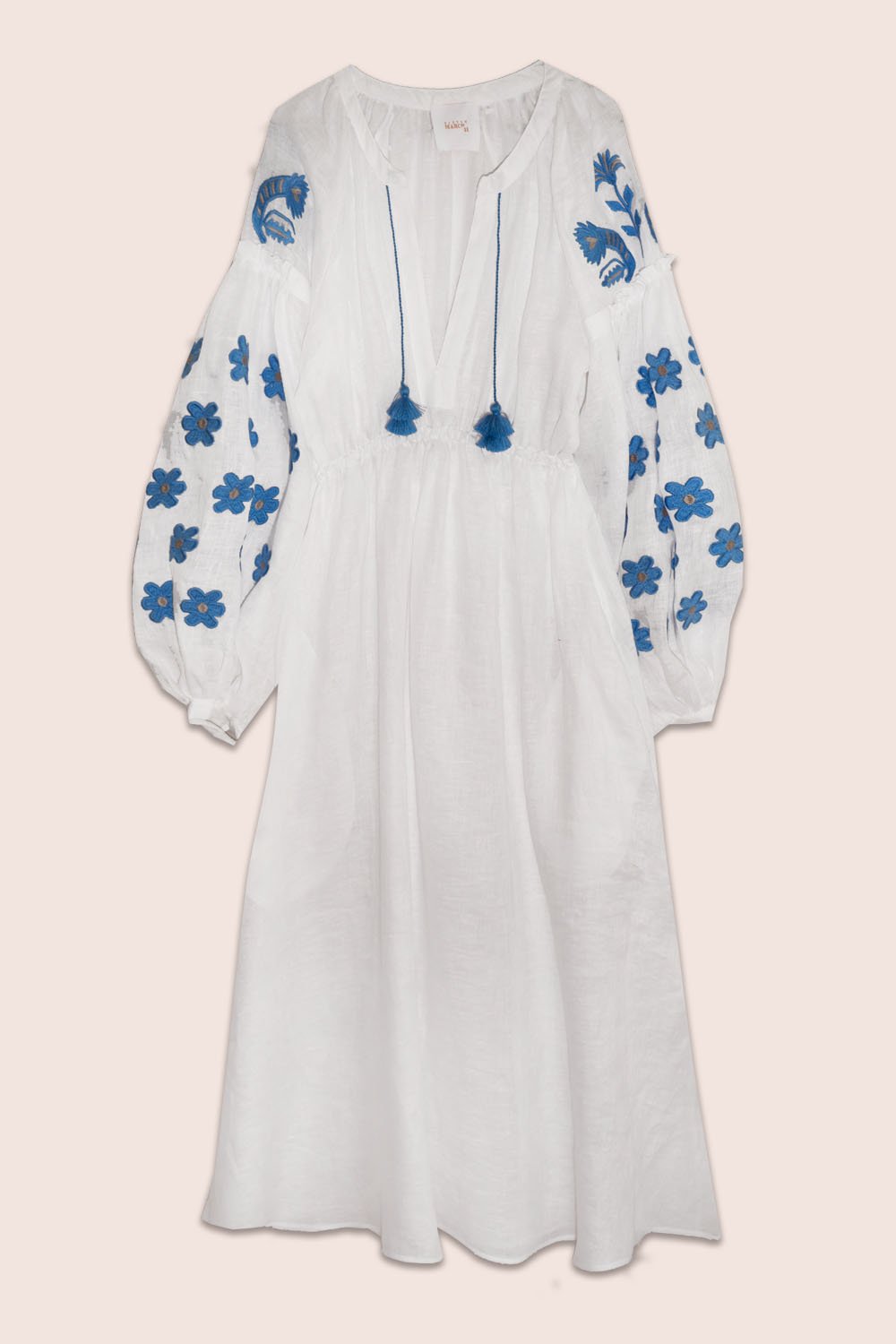 Arizona Elastic Waist Midi Dress in White