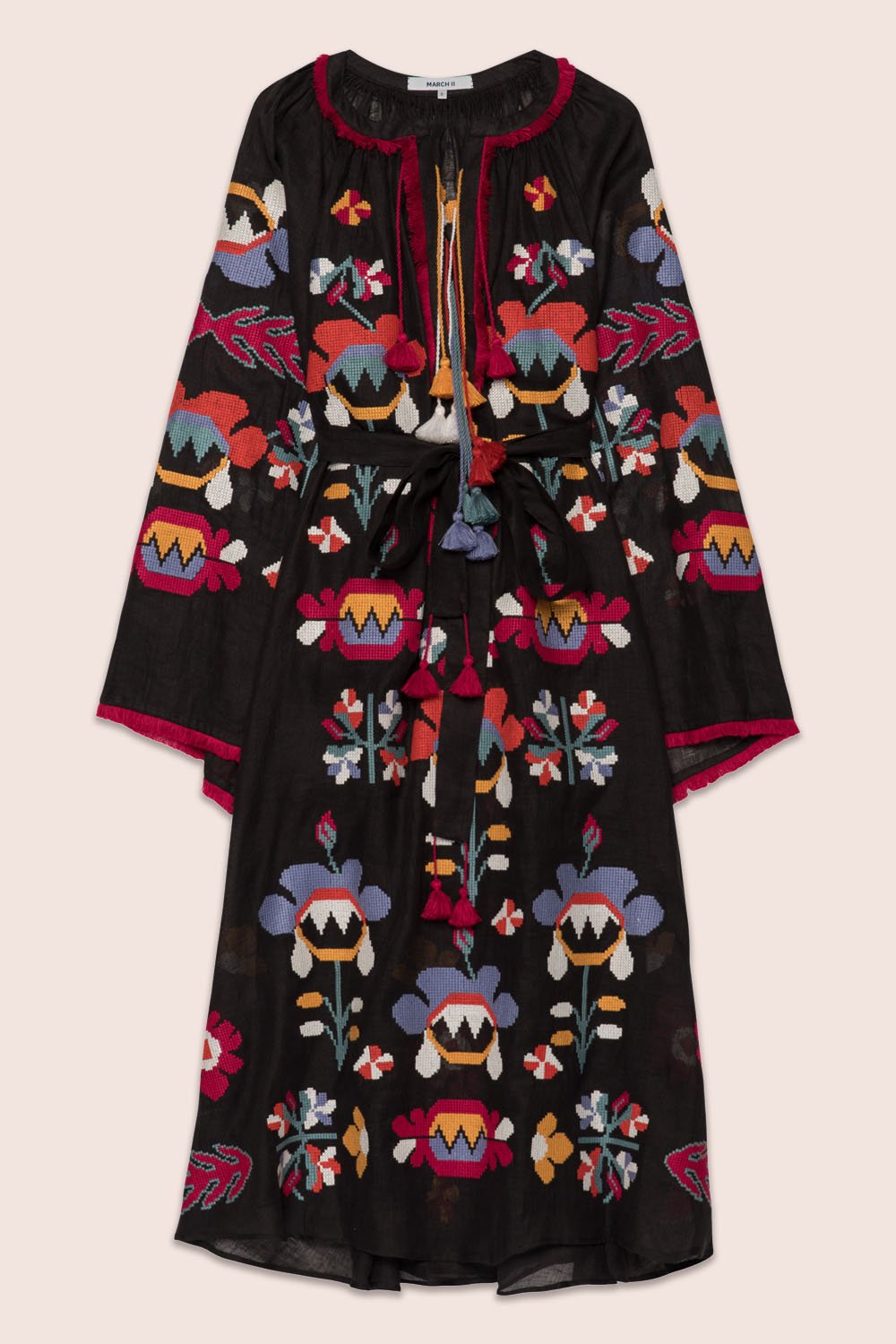 Astrid Maxi Dress in Black with Multicolor