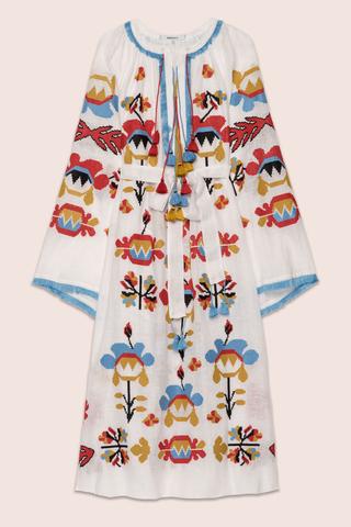 Astrid Maxi Dress in White with Multicolor