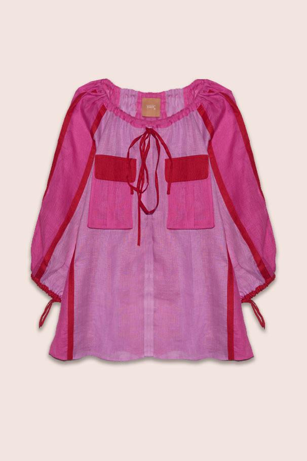 Block Blouse in Pink and Fuchsia