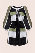 Block Mini Dress in Khaki and Black