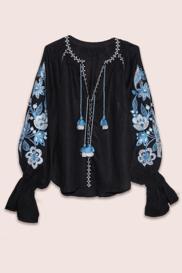 Flower Garden Blouse in Black
