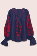 Flower Garden Blouse in Navy