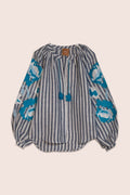 Danielle Blouse in Striped Linen
