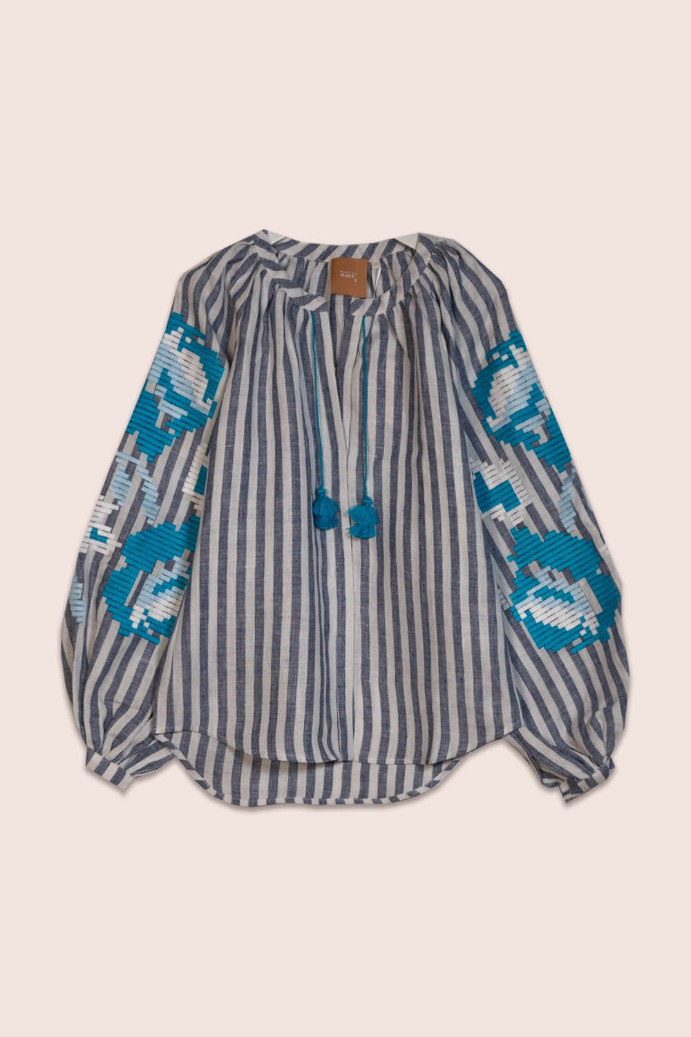 Danielle Blouse in Striped Linen