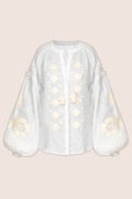 Elle Blouse in White with Creme