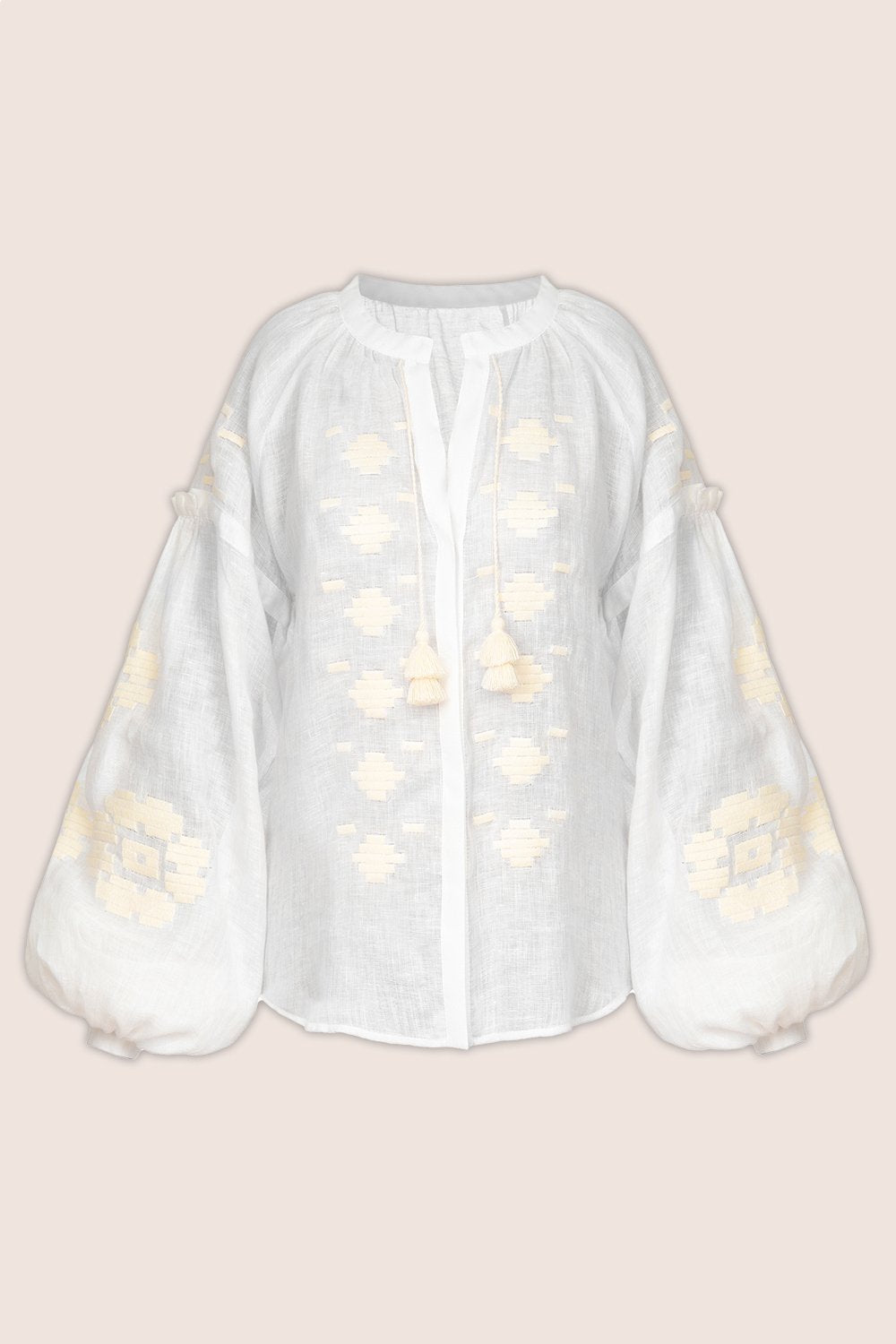 Elle Blouse in White with Creme