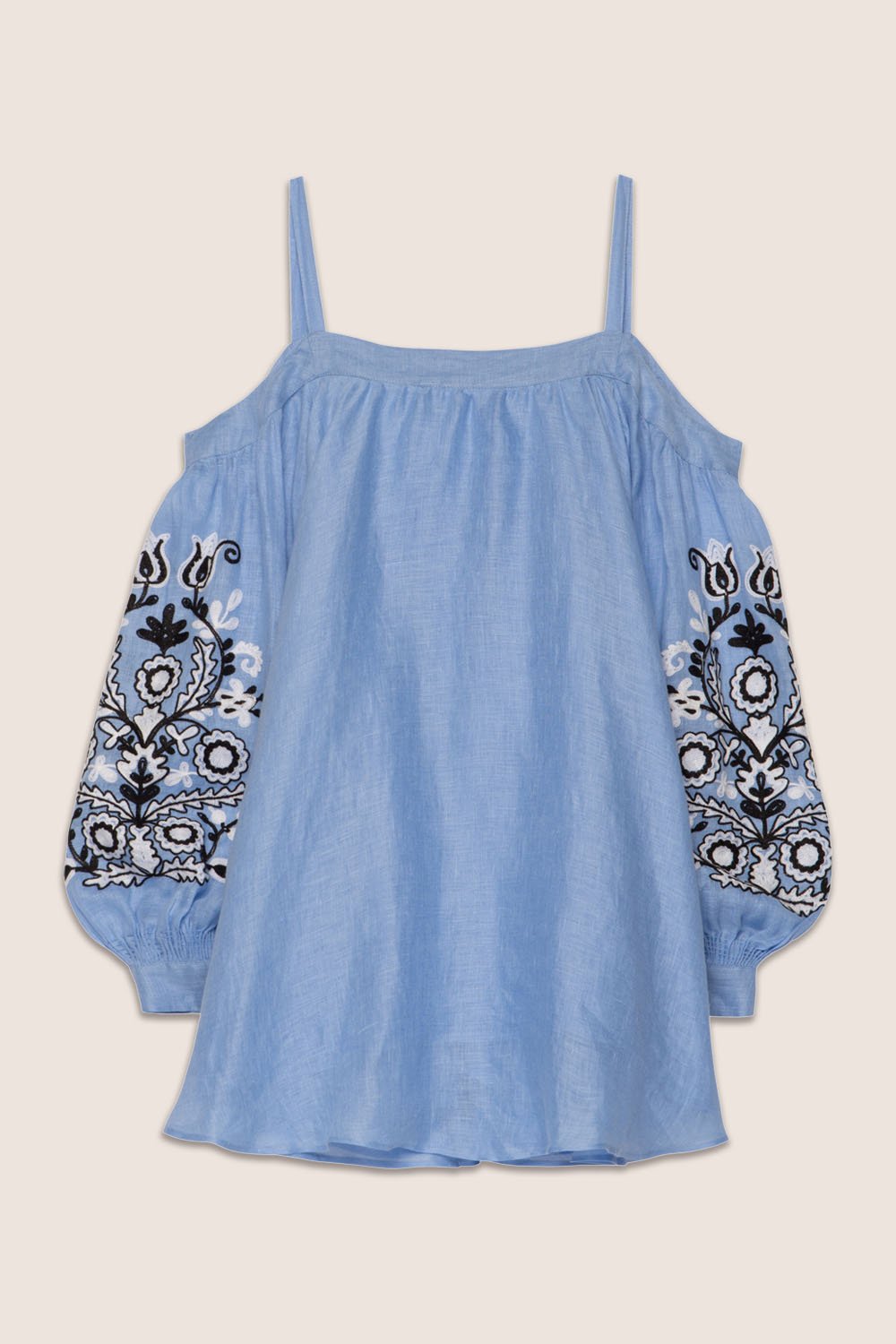 Annabell Cold Shoulder Mini Dress in Blue