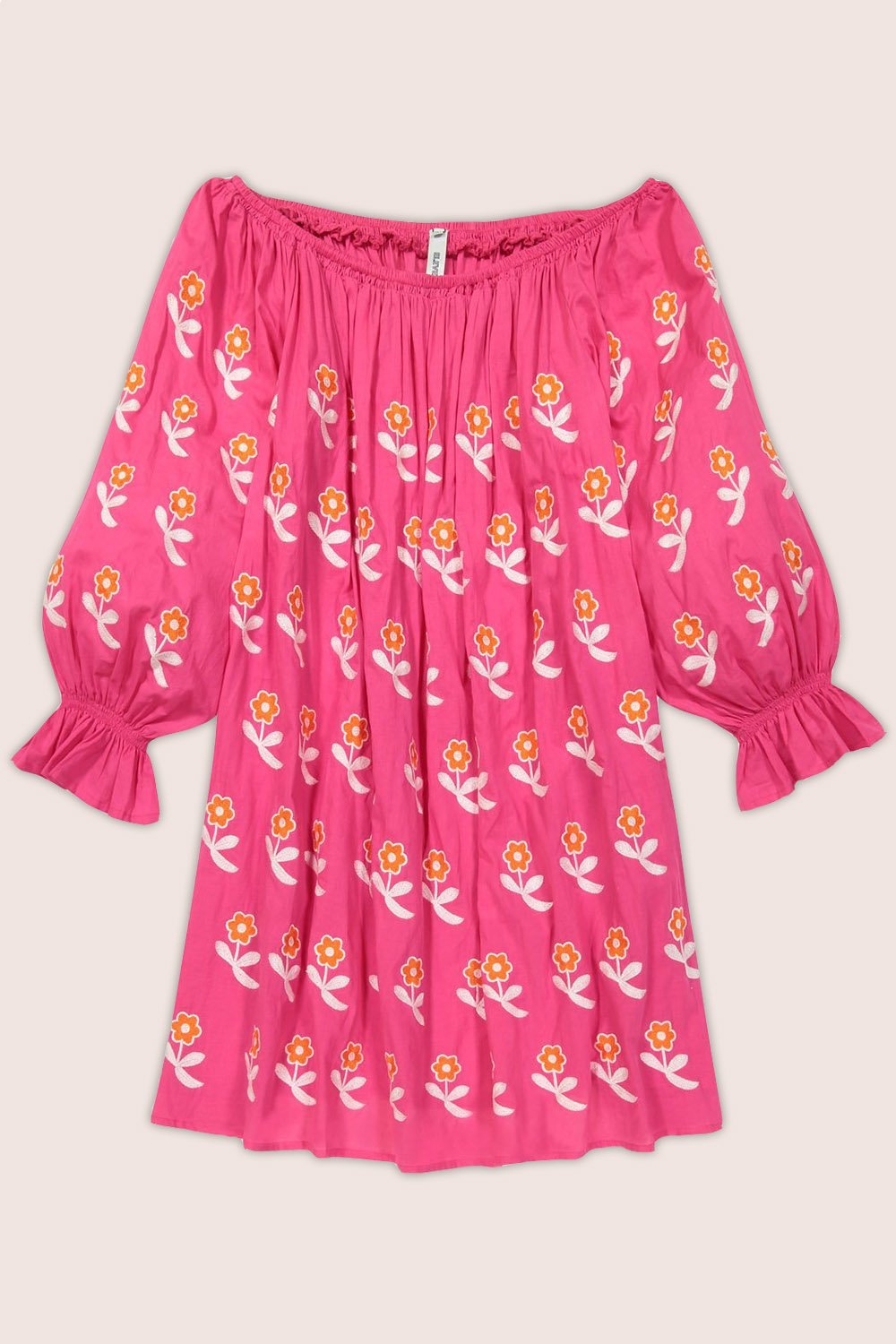 Flower Power Off-the-Shoulder Mini Dress in Pink