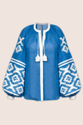 Istanbul Blouse in Blue with White