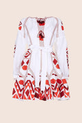 Kilim Mini Flared Dress in White