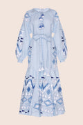 LIMITED EDITION Kilim Flared Maxi Dress in Sky Blue