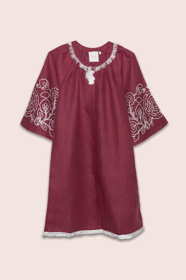 Polly Mini Dress in Burgundy