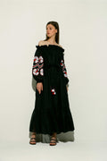Ali Off-The-Shoulder Linen Maxi Dress in Navy