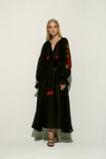 Gala linen Maxi Dress in Black