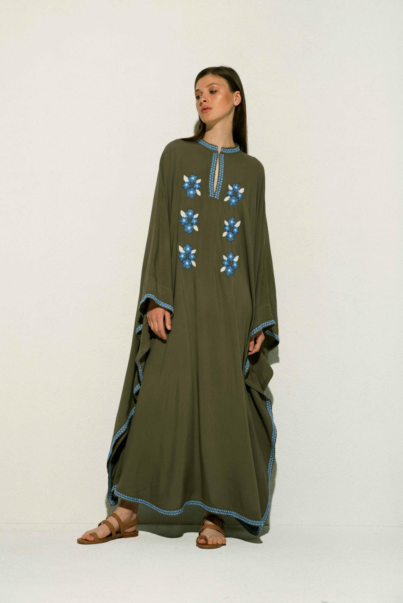 Bella Maxi Caftan in Khaki