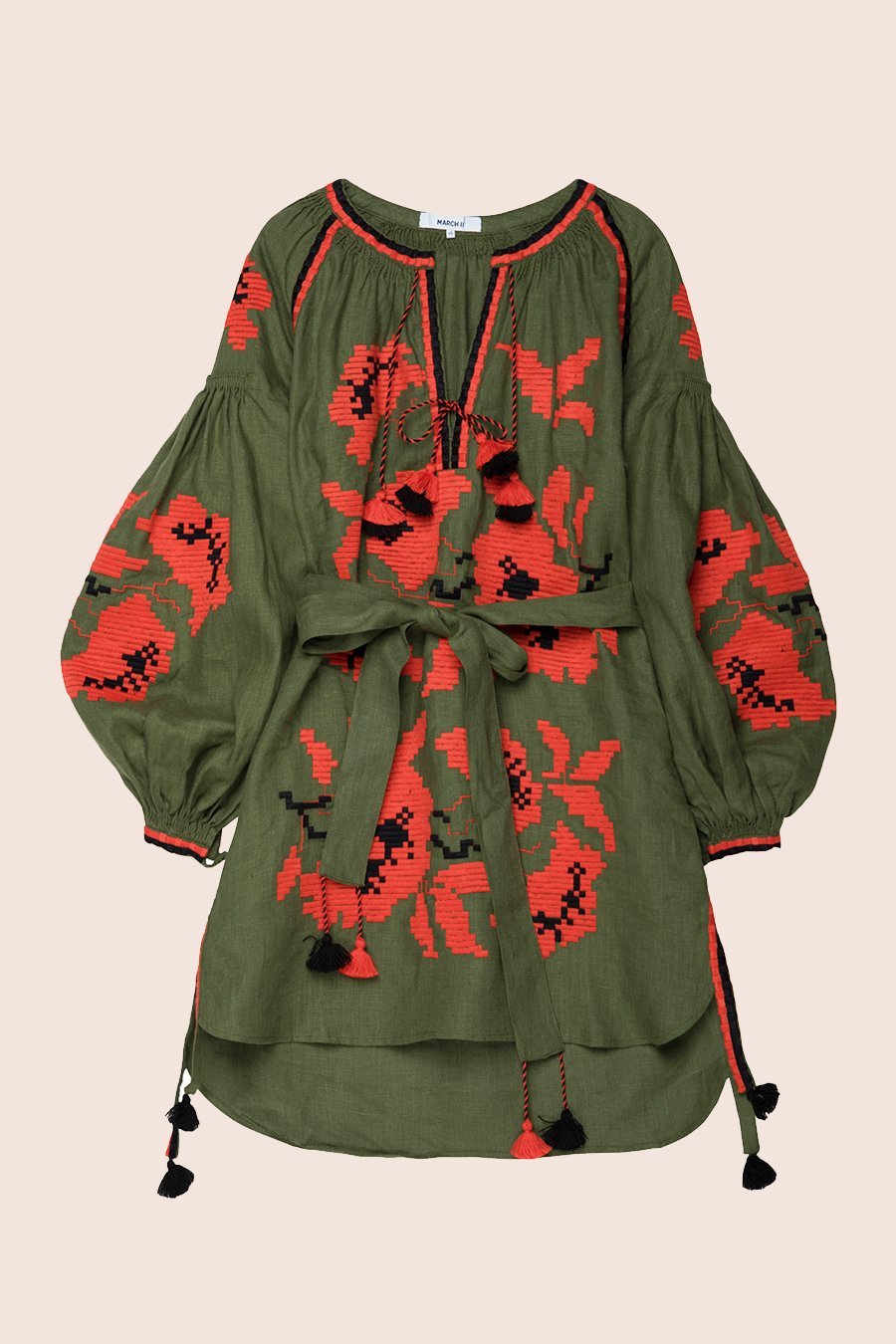 Rose Power Mini Dress in Green