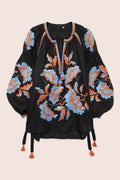 Rose Power Blouse in Black