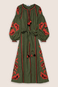 Rose Power Maxi Dress in Green