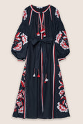 Rose Power Maxi Dress in Navy